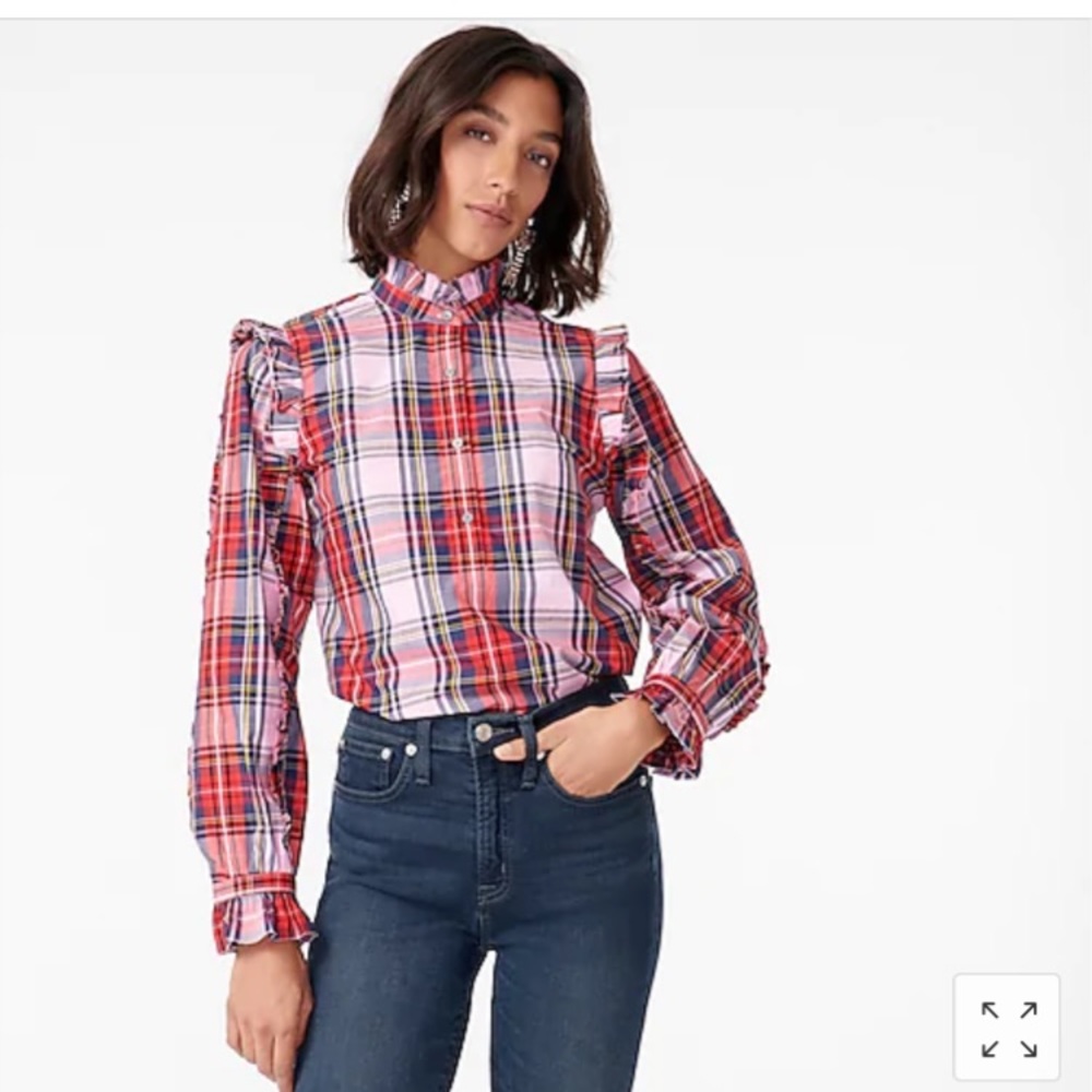 J crew classic fit ruffle popover